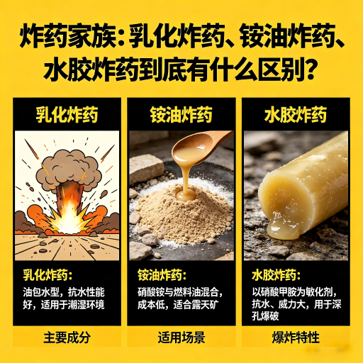 垦利炸药家族：乳化炸药、铵油炸药、水胶炸药到底有什么区别？